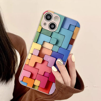 Colored Building Blocks Glass Phone Case