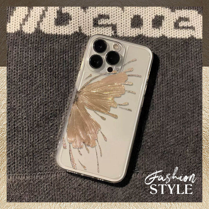 Gold Butterfly Transparent Mobile Phone Case