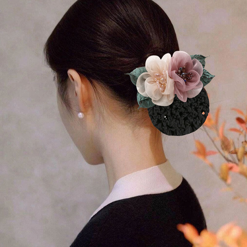 Tulle Flower Hair Net Hair Clip