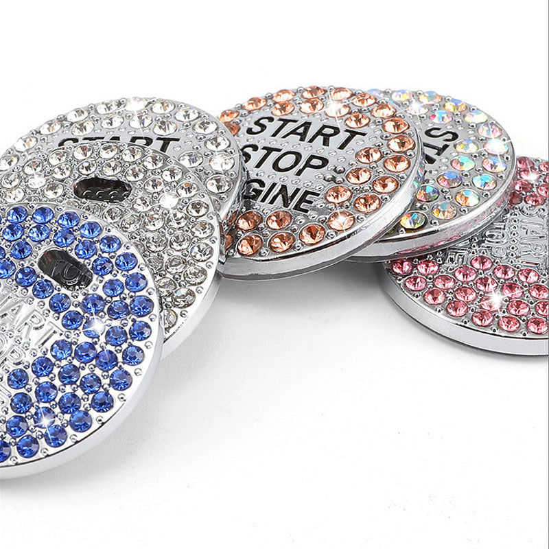 Car One-Button Start Rhinestone Decorative Sticker