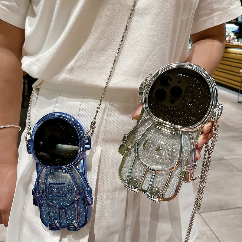 Astronaut Holder Messenger Chain Mirror Phone Case