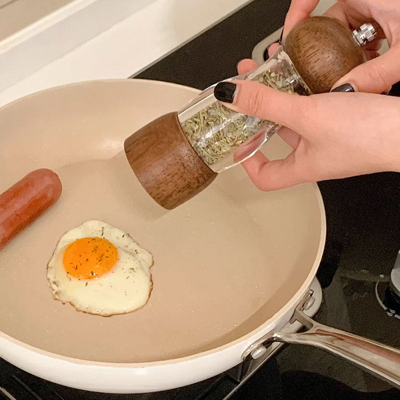 New Rubber Wood Transparent Pepper Grinder