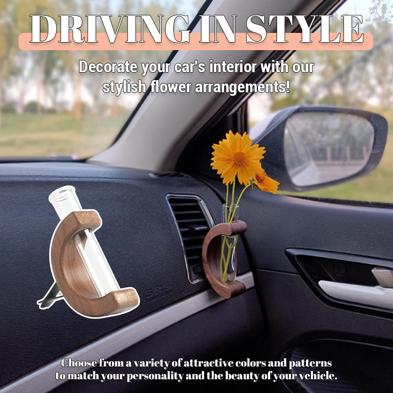 Solid Wood Creative Car Flower Arranger