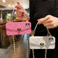 Women's Soft Silicone Chain Tote Case with Hand Strap and Long Pearl Crossbody Chain