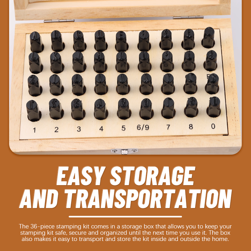 36-Piece Wooden Box Letter Punch Set