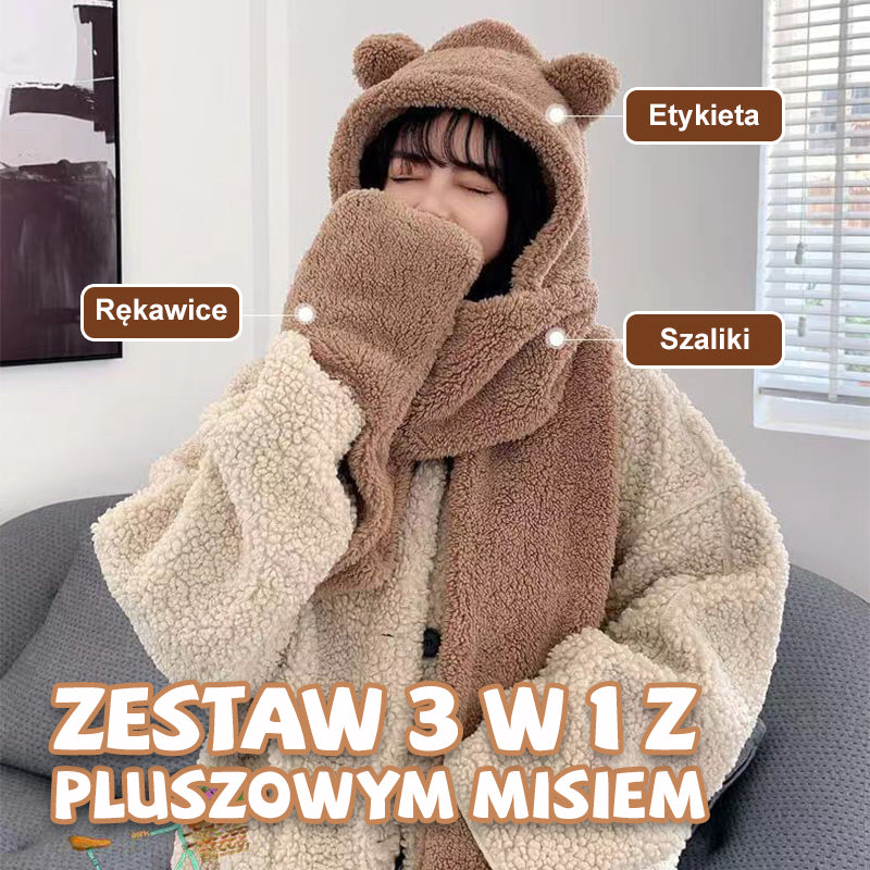 Zestaw 3 W 1 Z Pluszowym Misiem: Czapka, Szalik I Rękawiczki/Teddy Bear 3-in-1 Set: Hat, Scarf and Gloves