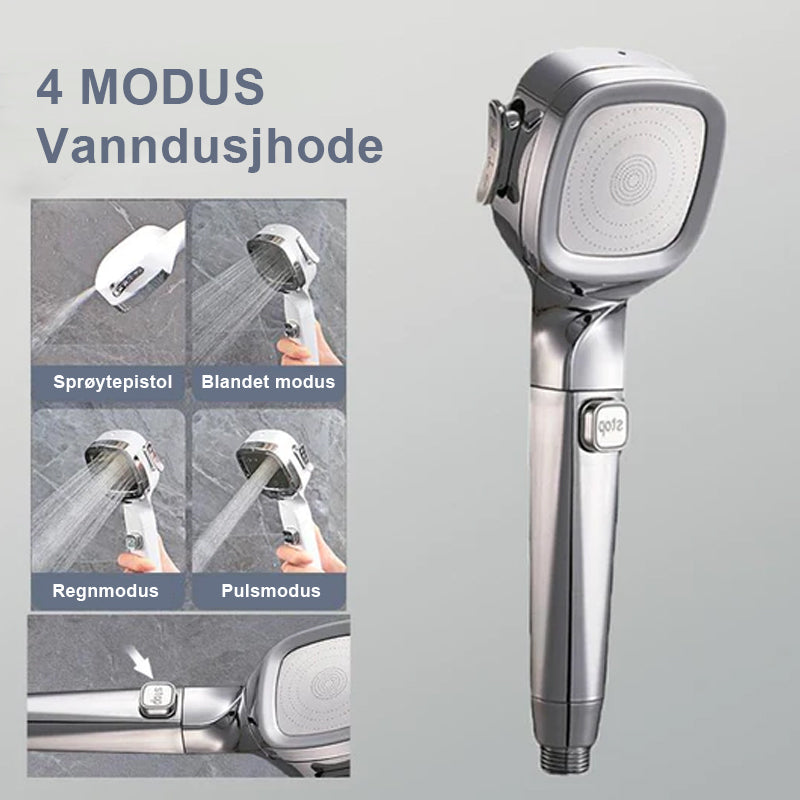 4-modus håndholdt trykkdusjhode med pausebryter/4-Mode Handheld Pressure Shower Head With Pause Switch