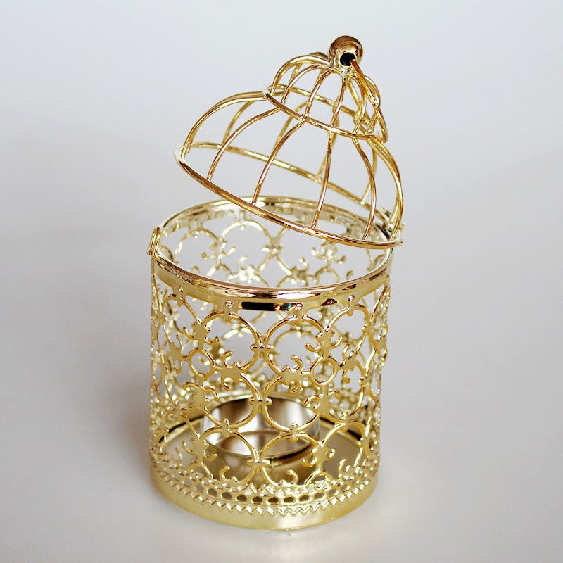 Hollow Bird Cage Candlestick Decorative Ornament