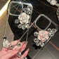 Transparent Silicone Camellia Rhinestone Phone Case