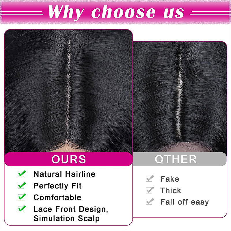 Black Middle Parted Small Curly Long Hair Wig