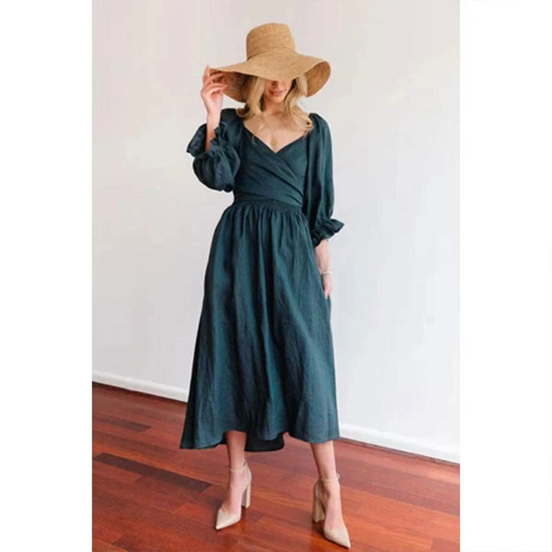 V-Neck Mid-Sleeve Reversible Skirt