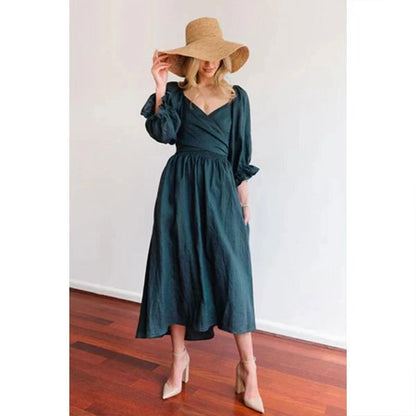 V-Neck Mid-Sleeve Reversible Skirt