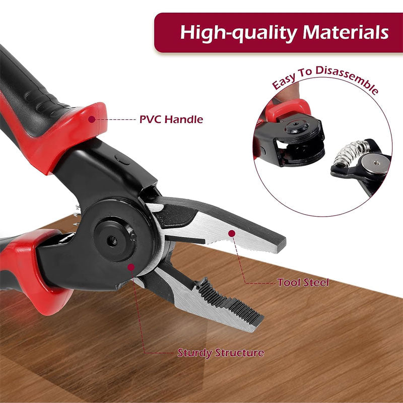 Five-In-One Multi-Functional Interchangeable Head Pliers For Wire Stripping