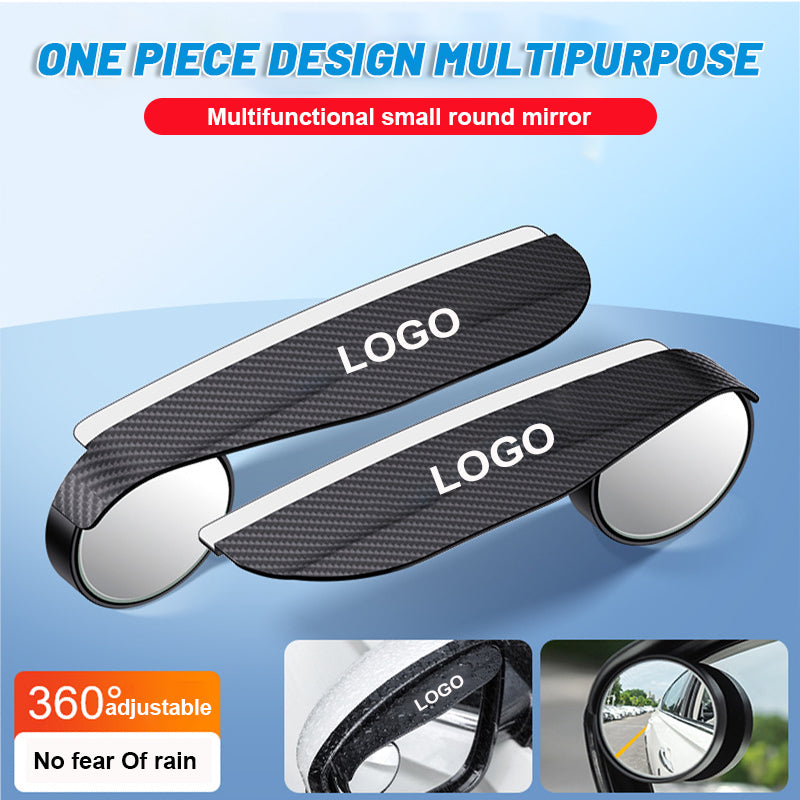 Small Round Rearview Mirror With Rain Eyebrows (1 Pair)