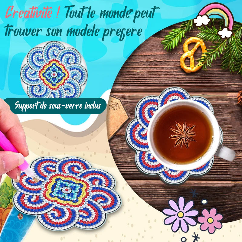 Sets de dessous de verre en diamant, dessous de verre en peinture diamant/Diamond Crafts Coasters Diamond Painting Coasters