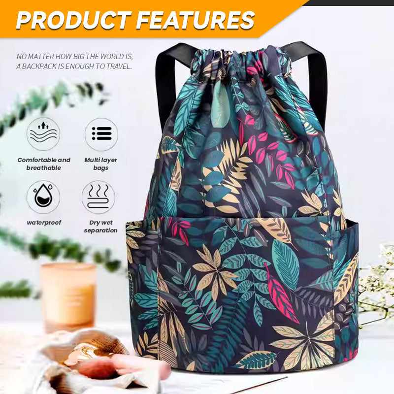Drawstring Foldable Large Capacity Dry-wet Separation Travel Sports Backpack