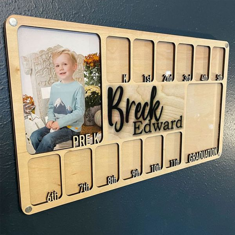 Wooden Child Growth Record Photo Frame