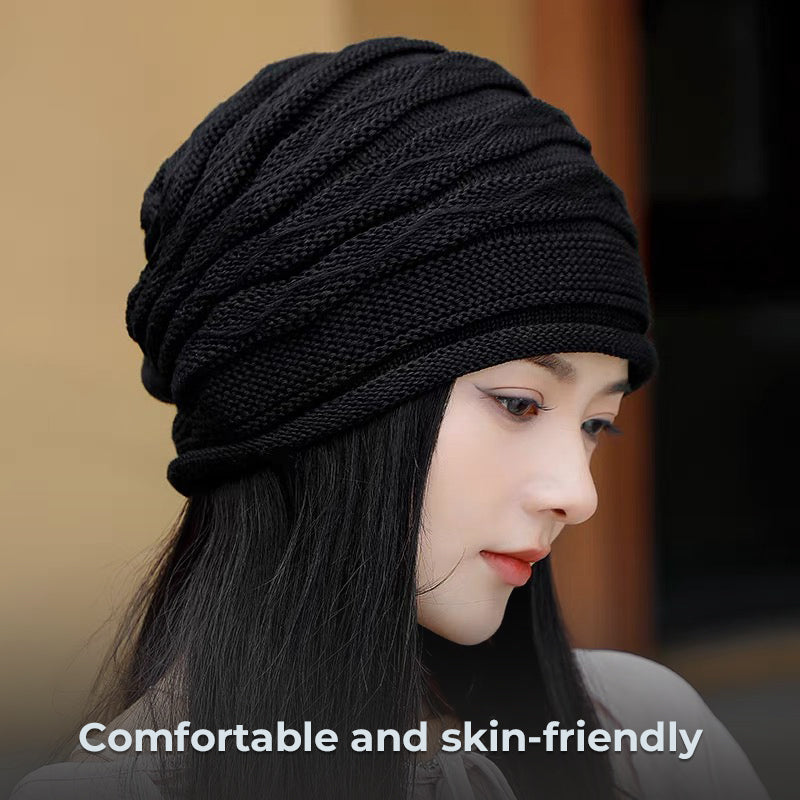Pleated Hem Knitted Cold Hat