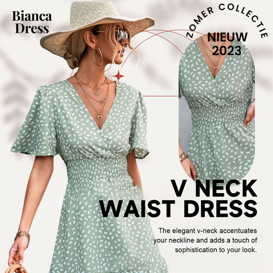 V Neck Waist Dress