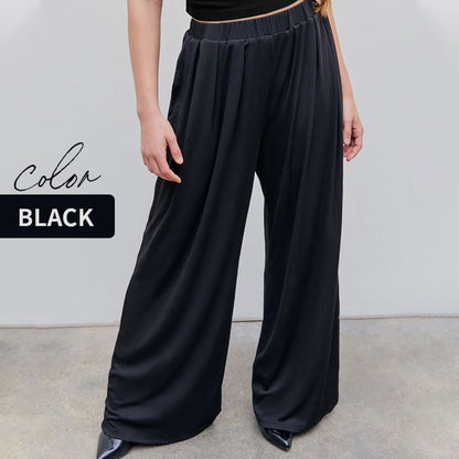 Ladies Elastic Waist Wide Leg Pants