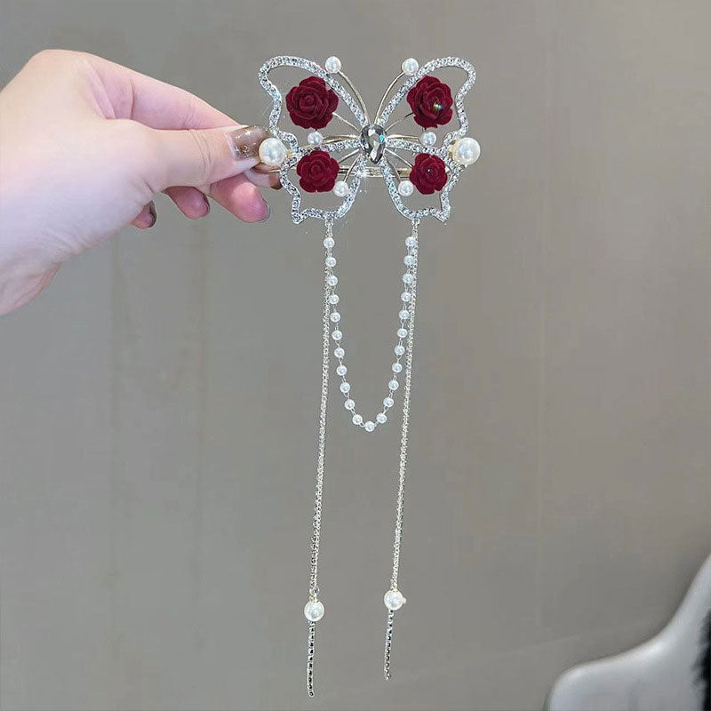 Tassel Rose Hair Clip
