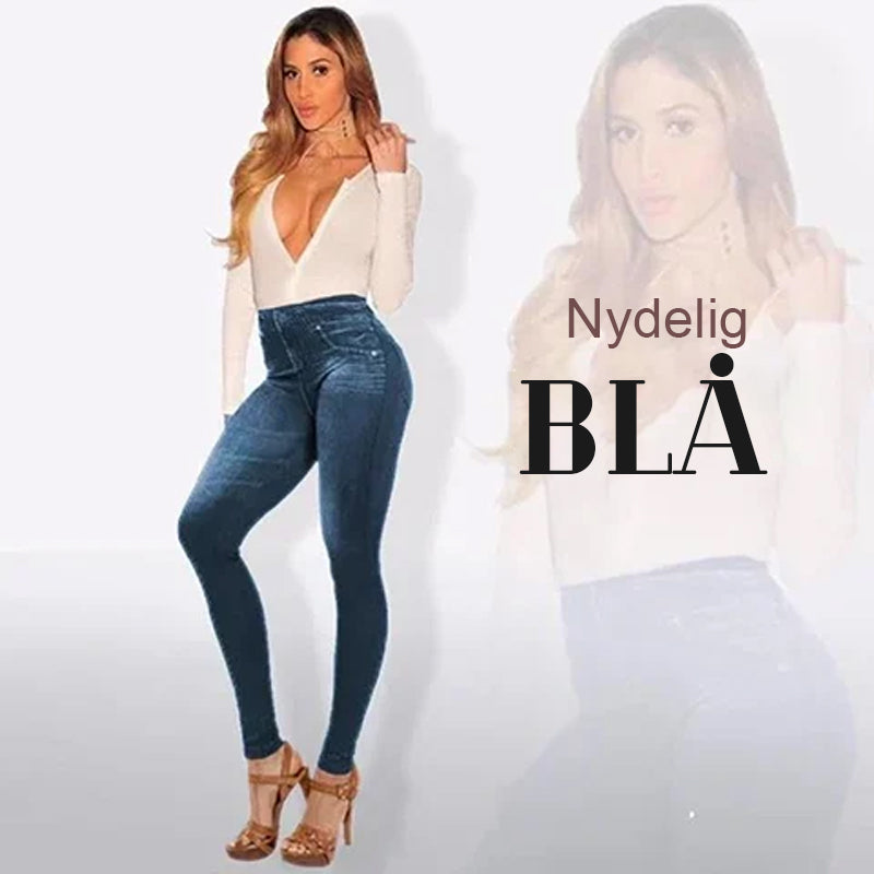 Denim Pluss Fleeceleggings For Jenter