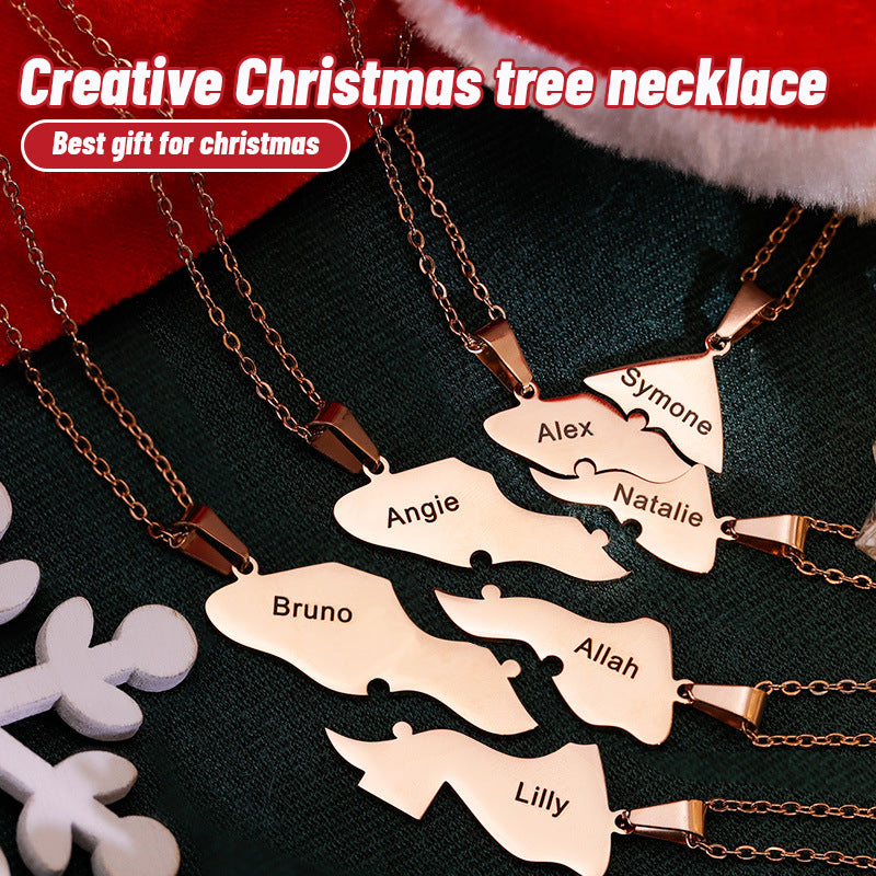 Engraved name clavicle chain personalized Christmas gift