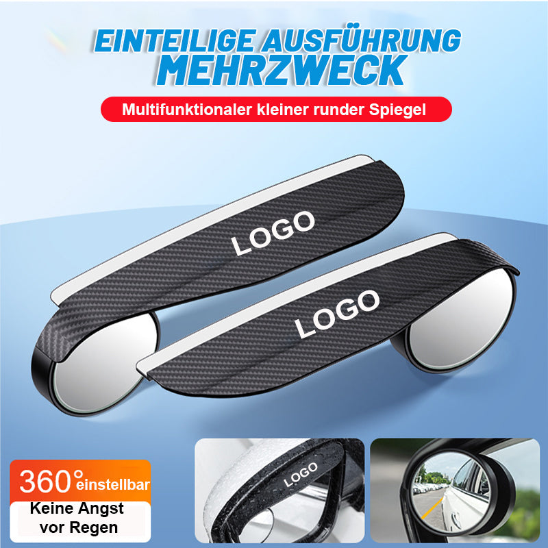 Kleiner runder Rückspiegel mit Regenaugenbrauen（1 Paar）