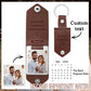 Custom Leather Photo Text Keychain Anniversary Gift For Couple