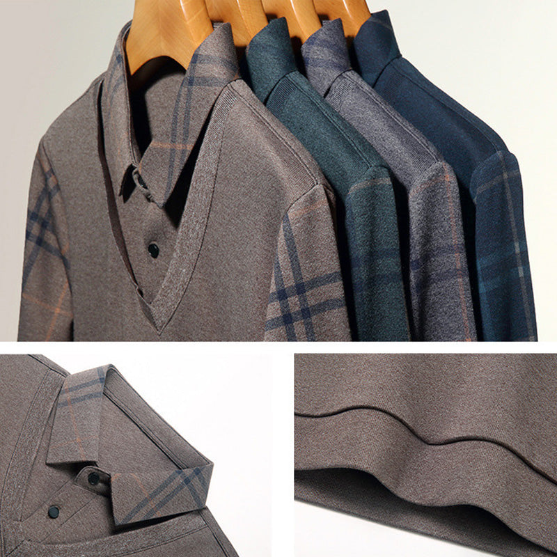 Fake To Deler Strikket Pullover - Fake Two Pieces Knitted Pullover