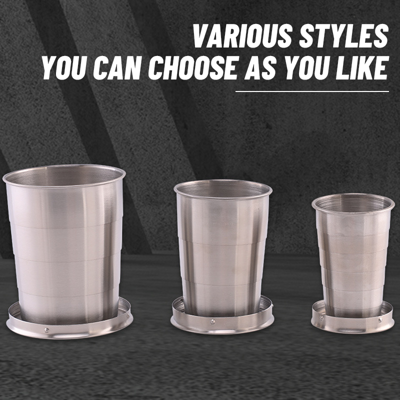 Teleskop-Wasserbecher aus Edelstahl mit Schlüsselanhänger/Portable collapsible water cup