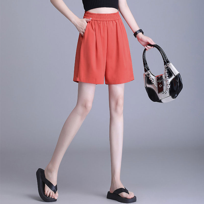 High Waist Ice Silk Suit Shorts