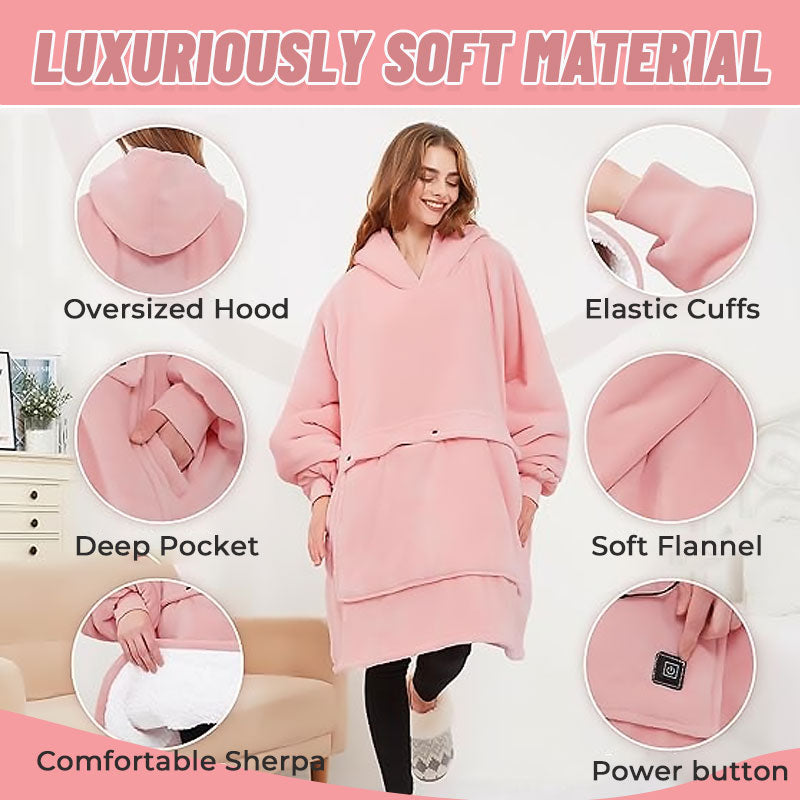 Outdoor USB Heated Blanket Hooded Lazy Blanket