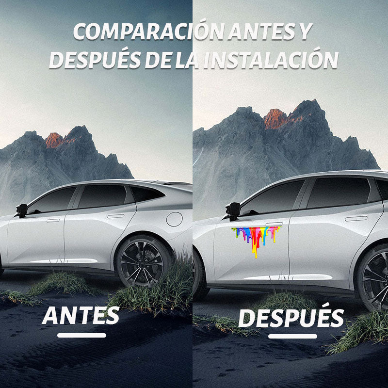 Pegatinas Decorativas De Pintura De Color Para Coche/Colorful fluid paint reflective car stickers