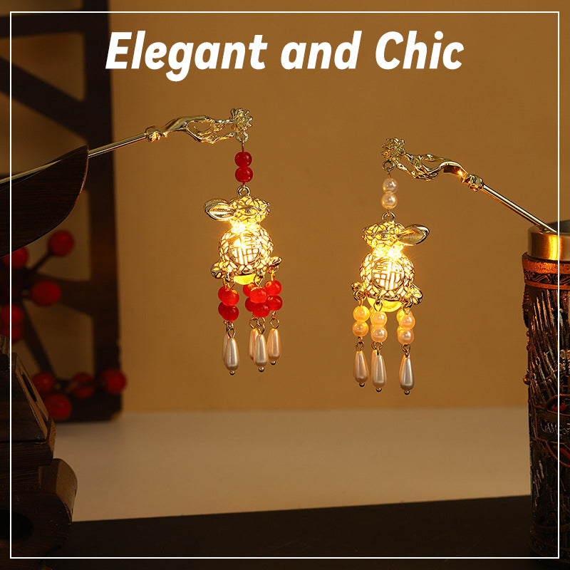 Retro Tassel Luminous Lantern Hairpin