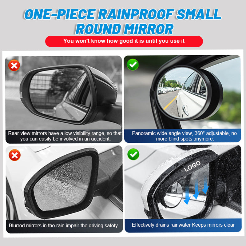 Small Round Rearview Mirror With Rain Eyebrows (1 Pair)