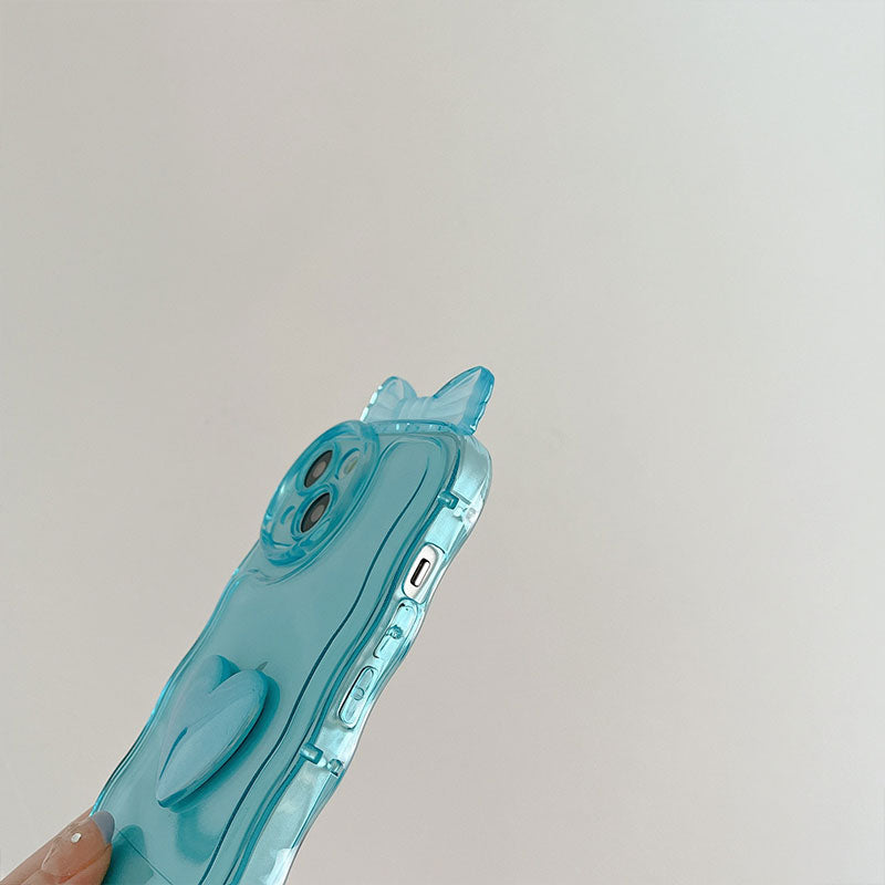 Heart Bow Wave Pattern Mobile Phone Case