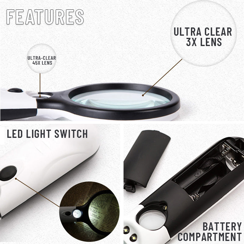 Double Lens Led Light Racket Magnifying Glass