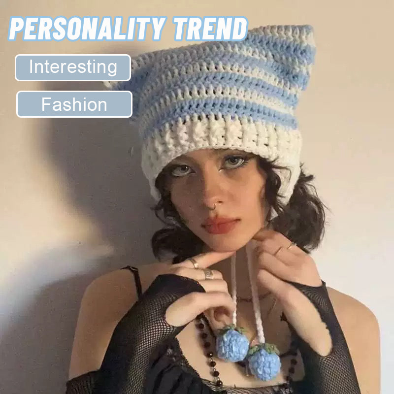 Hand Knitted Fox Ear Beanie