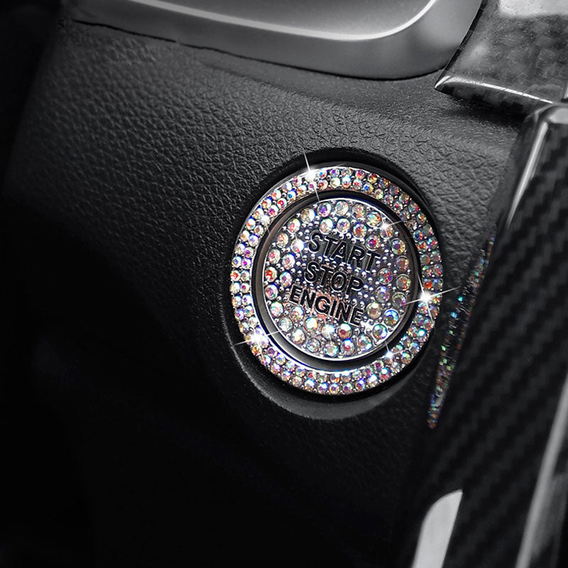 Car One-Button Start Rhinestone Decorative Sticker