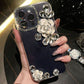 Transparent Silicone Camellia Rhinestone Phone Case