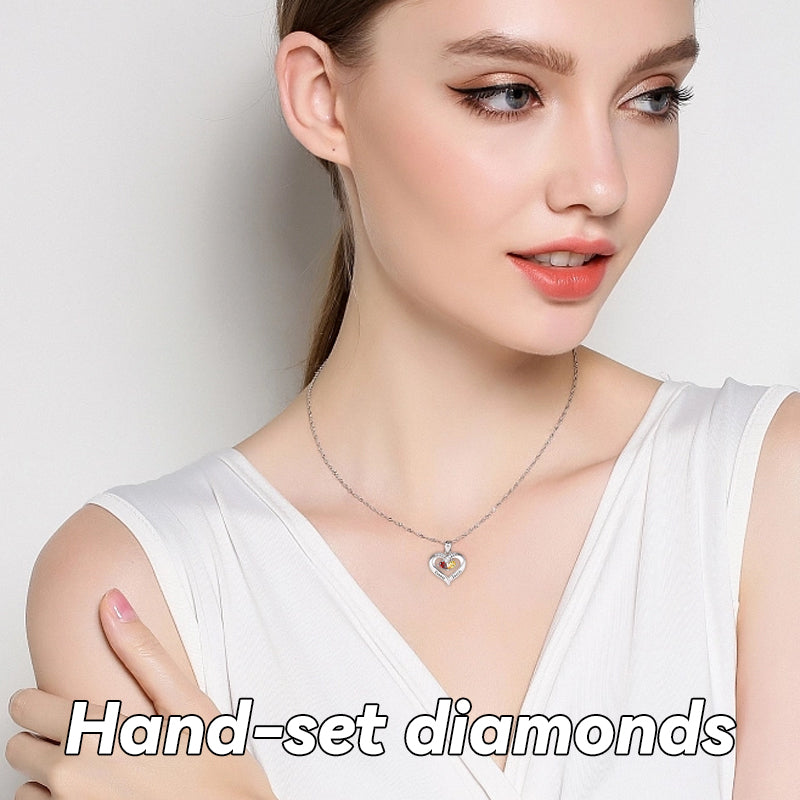 Christmas/Valentine's Day/Anniversary Gift Forever Love Birthstone & Diamond Heart Necklace