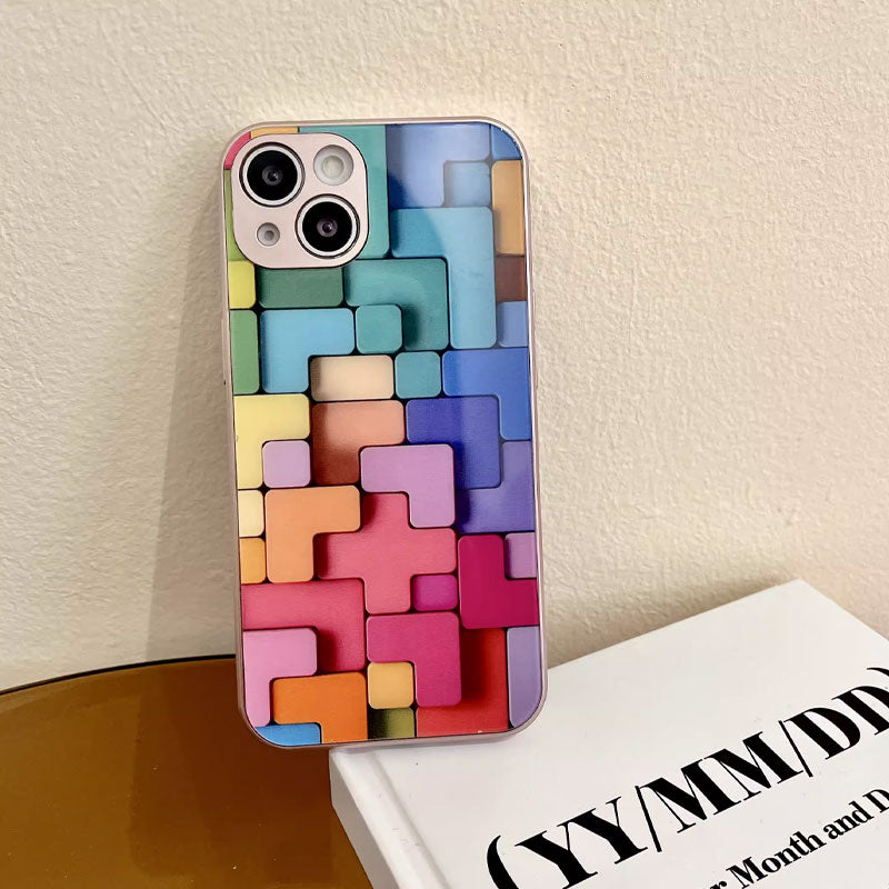 Colored Building Blocks Glass Phone Case