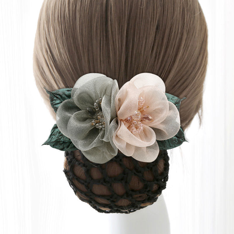 Tulle Flower Hair Net Hair Clip