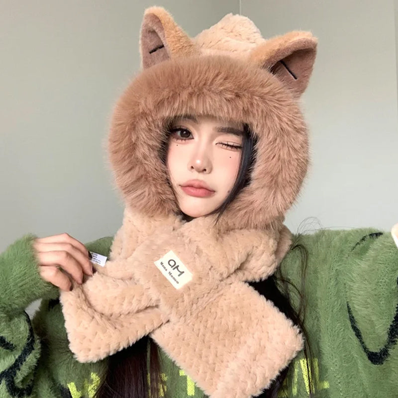 Winter Cartoon Mützen Schal 2-in-1 Set/Winter Cartoon Hats Scarf 2 in 1 Set