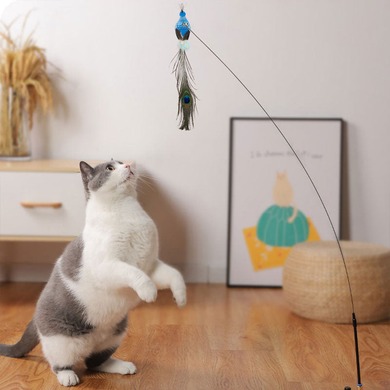 Bird Feather Automatic Cat Teaser Stick