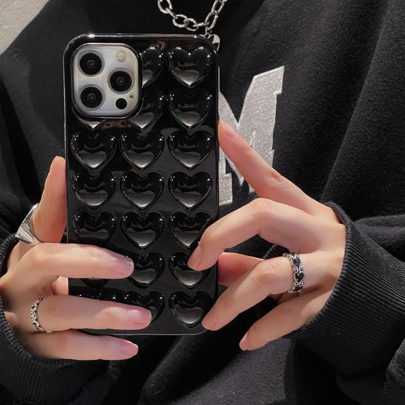 Solid Color Three-Dimensional Heart Phone Case