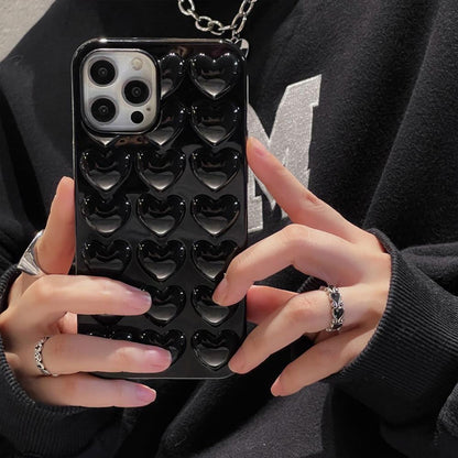 Solid Color Three-Dimensional Heart Phone Case