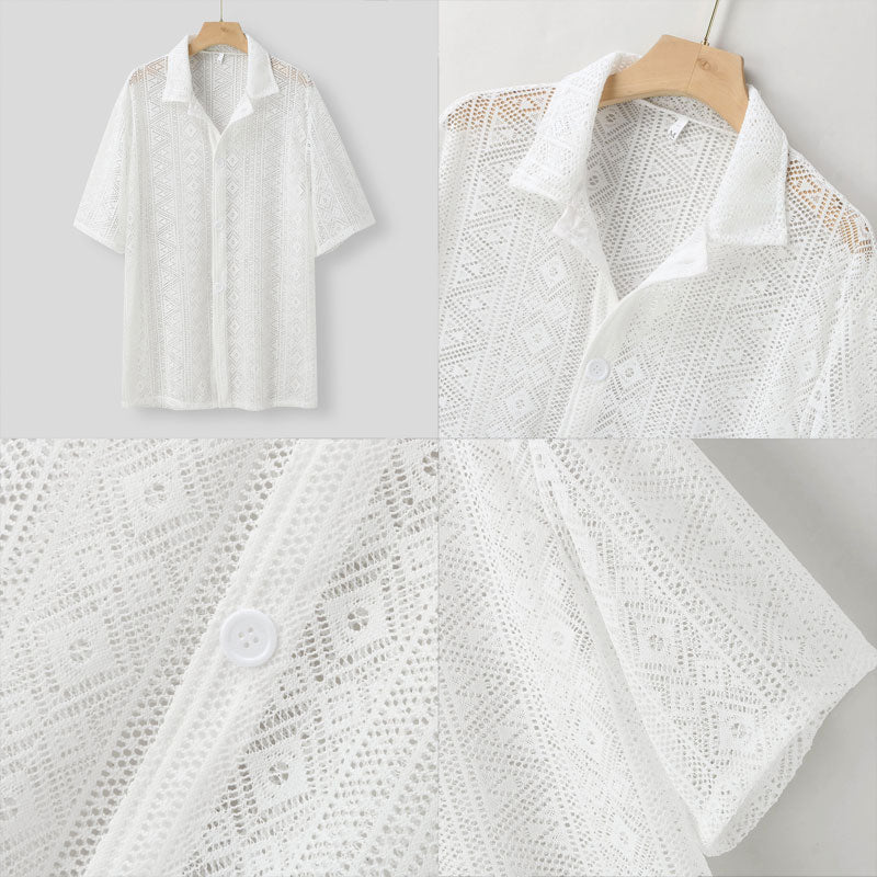 Men'S See-Through Lace Shirt