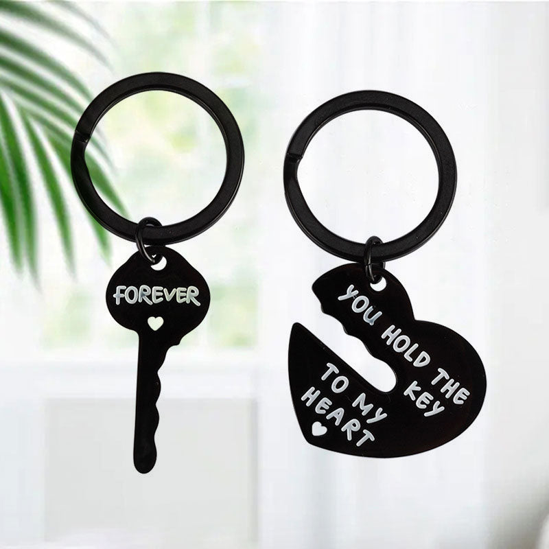 Heart Shape Couple Stainless Steel Keychain